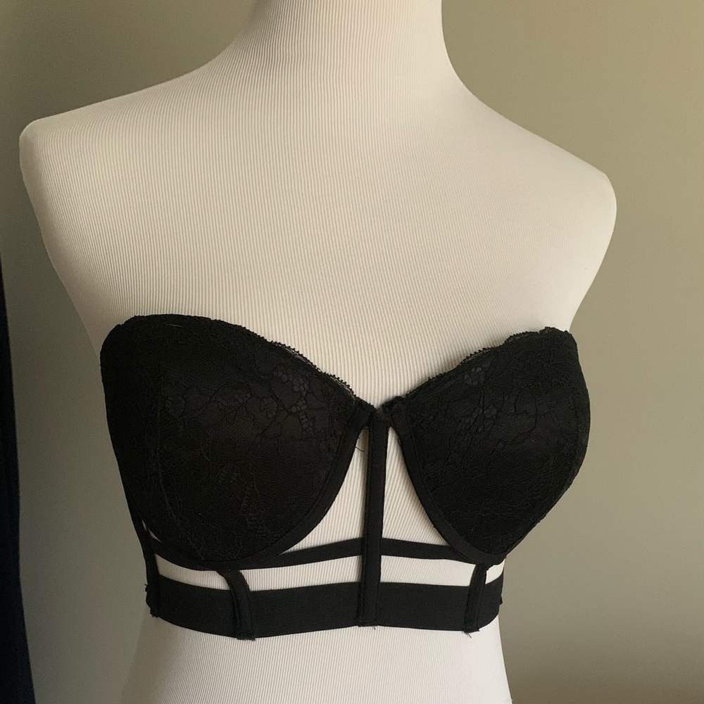 black bustier bra top